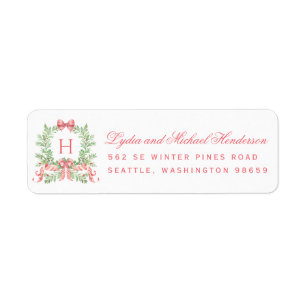 Couronne de Noël Adresse de Retour Script Rouge