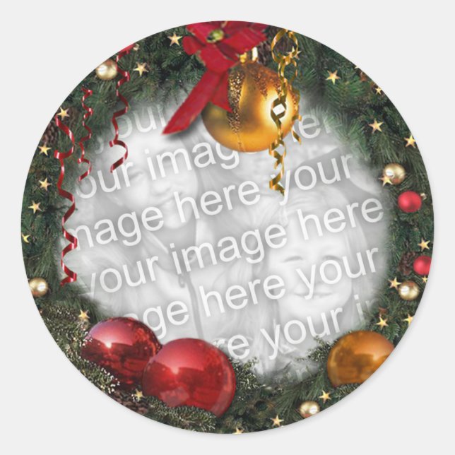 Couronne de Noël avec votre Sticker photo (Devant)