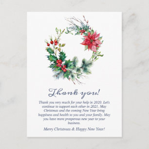 Couronne de Noël Carte de remerciements de vacance