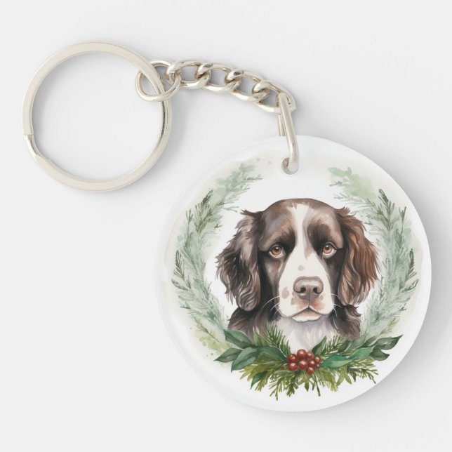 Couronne de Noël de Springer spaniel Chien festif (Devant)