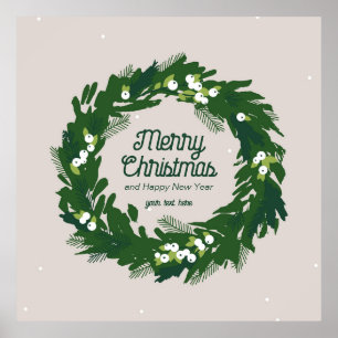 Couronne de Noël en vert. Affiches
