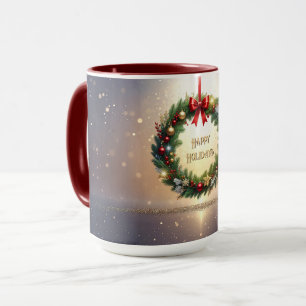 Couronne de Noël festive Mug de vacances