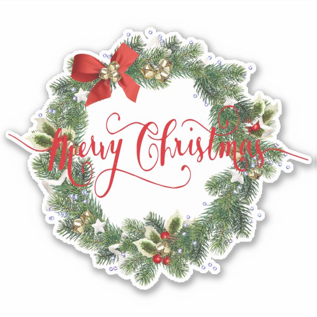 Couronne de Noël joyeux autocollant (Devant)