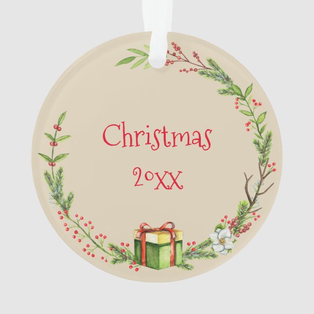 Couronne de Noël personnalisée avec nom Année (dos)