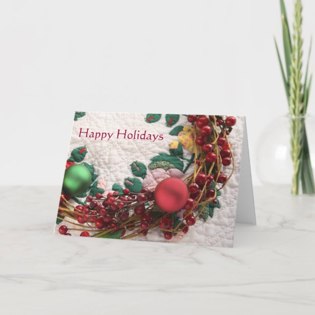 Couronne de Noël sur une carte de courtepointe (Devant)