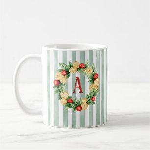 Couronne de pâtes rayée verte Mug initiale
