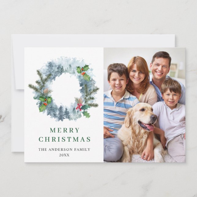 Couronne de paysage Noël Forêt 4 PHOTO Carte de vœ (Devant)