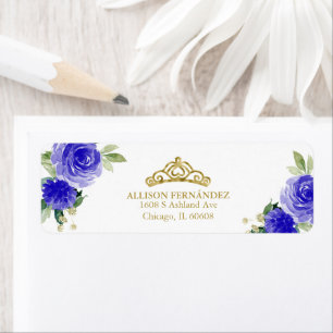 Couronne de Quinceanera Or Royale Fleur Bleu