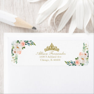 Couronne de Quinceanera Or Tiare Rose Floral Label