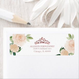 Couronne de Quinceanera Rose Gold Fleurs Rose Pâle