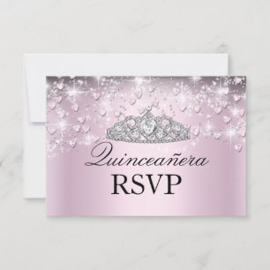 Couronne de strass rose et coeurs Quinceanera RSVP