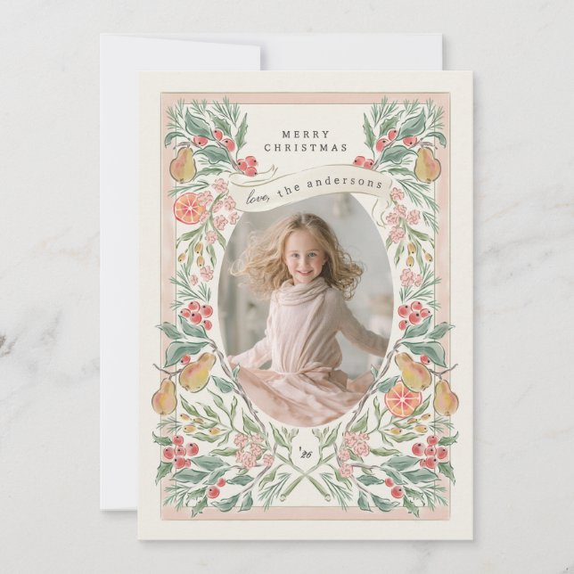 couronne de vacances fleurie avec des fruits carte (Devant)