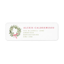 Couronne de verdure et ruban rouge pour adresse de