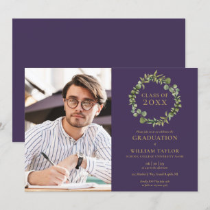 Couronne de verdure violette Photo Invitation de f