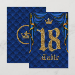 Couronne d'or bleu royal mariage numéro de table 1
