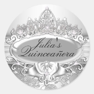 Couronne en argent et autocollant Quinceanera flor