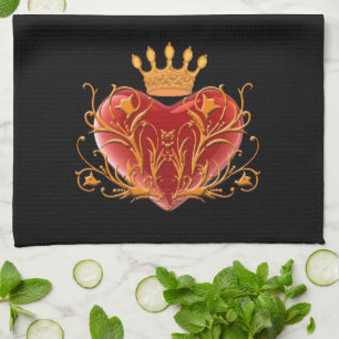 Couronne Filigree Coeur Serviette de cuisine