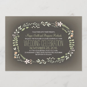 couronne fleurie romantique invitations de mariage