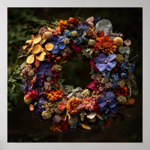 Couronne florale d'automne - Impression d'art