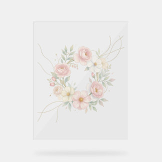 Couronne florale élégante pastel rose, design bota