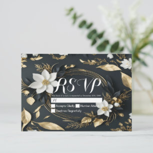 Couronne florale en or blanc Mariage RSVP Réponse 