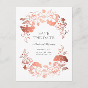 Couronne florale en or rose Faire-part de peonie