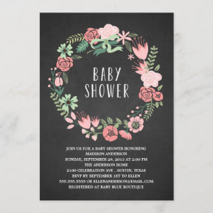 Couronne florale   Invitation Baby shower