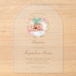 couronne florale photo   Invitation de baptême