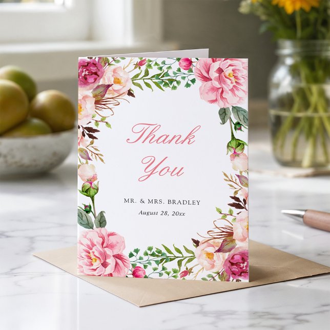Couronne florale rose blush moderne Merci (Créateur téléchargé)