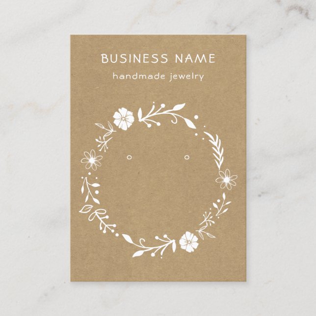 Couronne florale rustique Kraft Carte de présentat (Devant)