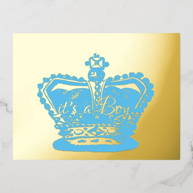 Couronne | Gold Crown c'est un garçon Faire-part d (Recto)