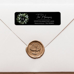 Couronne Monogramme Eucalyptus moderne   Black