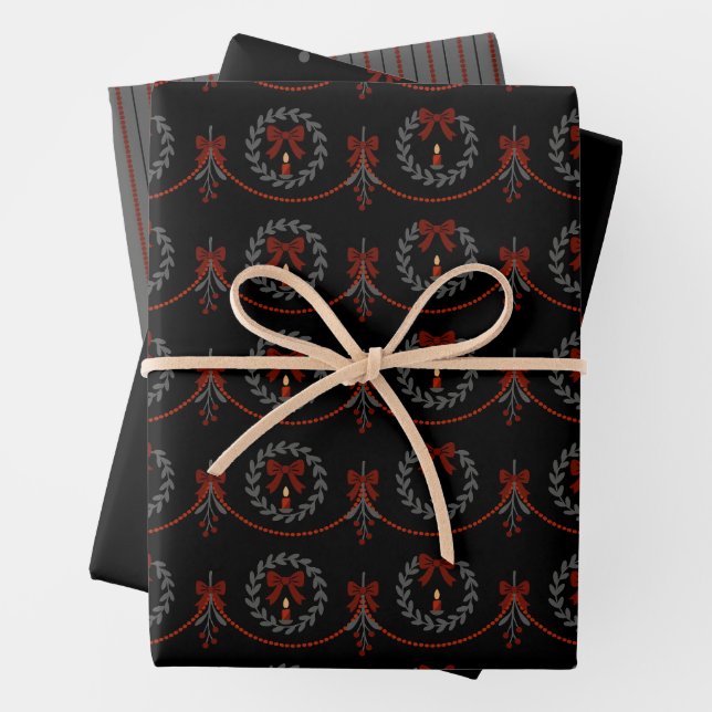 Couronne noire et rouge emballage cadeau gothique  (En situation)