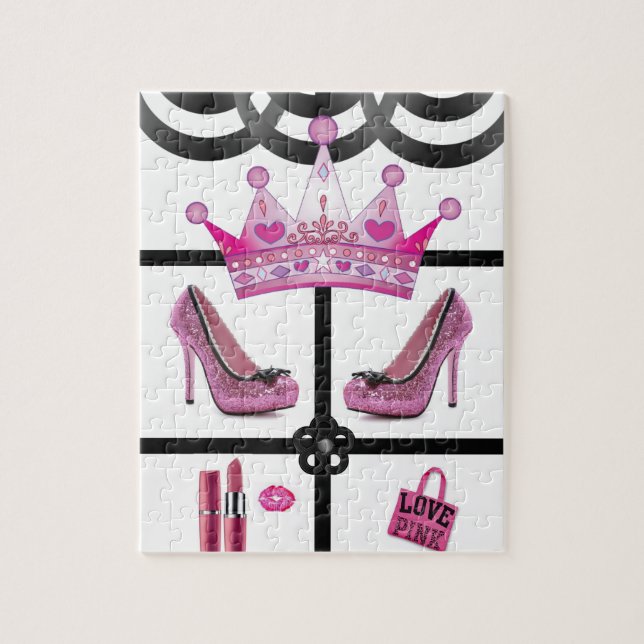 couronne rose blanc noir puzzle puzzle (Vertical)