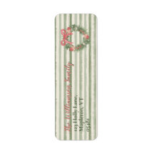 Couronne rose personnalisée Noël rayure verte