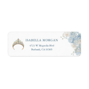 Couronne Royale Bleue Florale Adresse de Retour