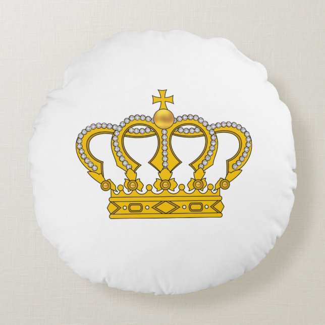 Couronne royale d'or sur Coussin blanc (Devant)