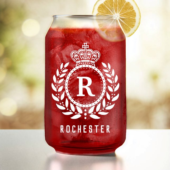 Couronne Royale Laurel Wreath White Nom monogramme (Créateur téléchargé)