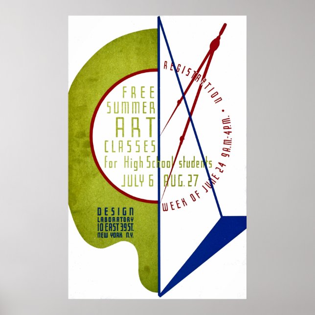 Cours d'art d'été gratuit - Poster WPA - (Devant)