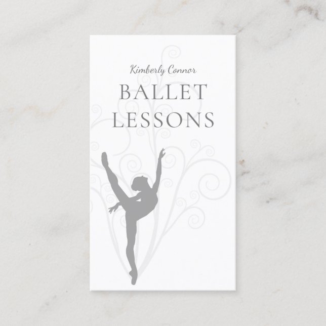 Cours de ballet Gris Ballerina Carte de visite (Devant)