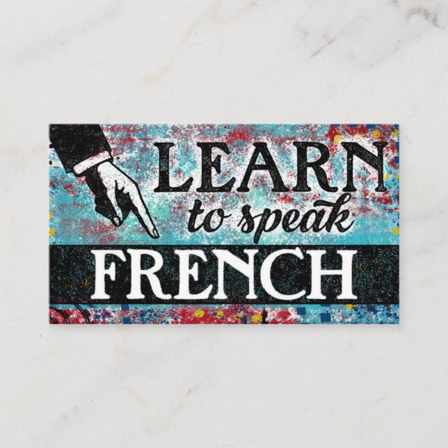 Cours de français Carte de visite - Rouge bleu (Devant)