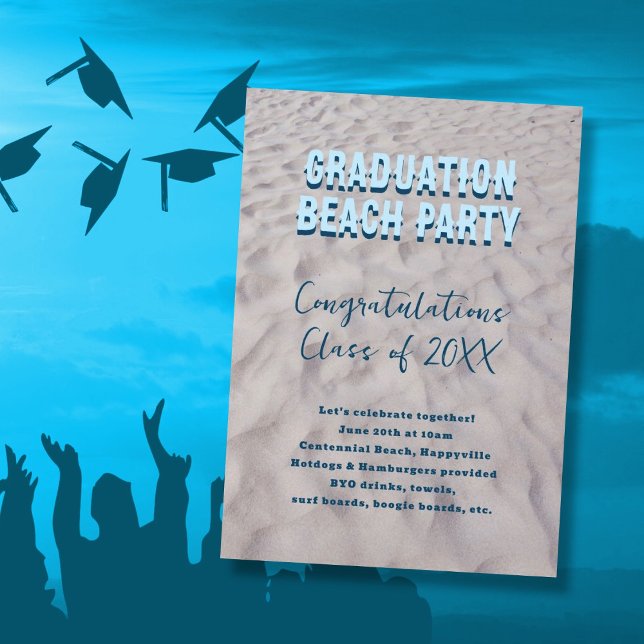 Cours de graduation Invitation Plage Thème de fête (Créateur téléchargé)