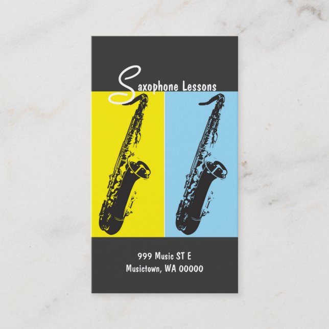 Cours de saxophone, instructeur, Carte de visite m (Devant)