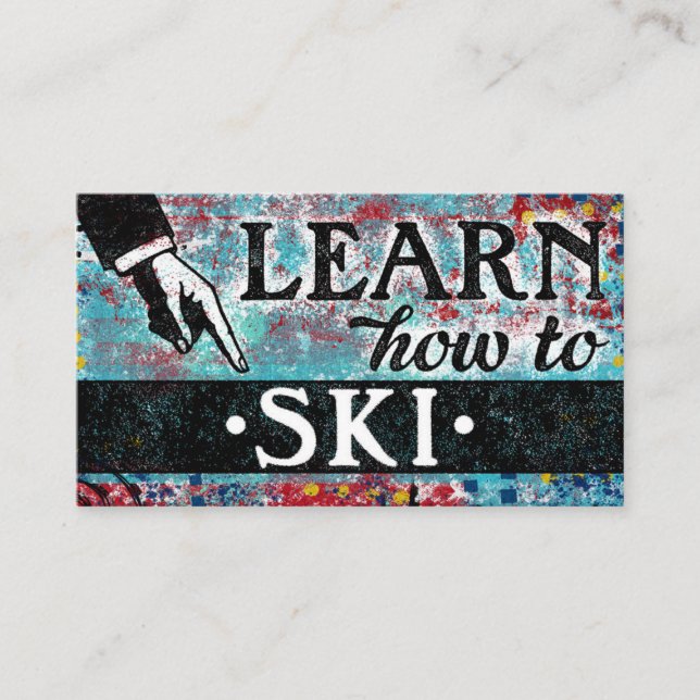 Cours de ski Carte de visite - Rouge Bleu (Devant)