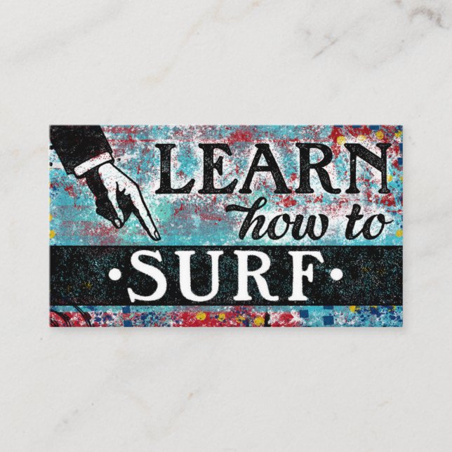 Cours de surf Carte de visite - Bleu Rouge (Devant)