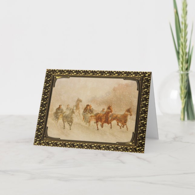 Course de traîneau à cheval encadrée - Carte Vinta (Devant)