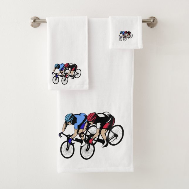 Course de vélo bleu et rouge (En situation)