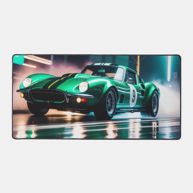 course vintage de voiture verte (Recto)