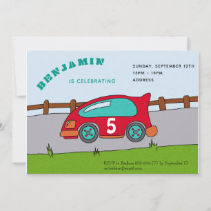 Course voiture Anniversaire Fête Invitation