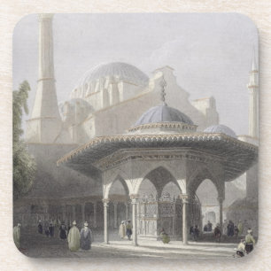 Court and Fountain of St. Sophia, Istanbul, engrav Coaster